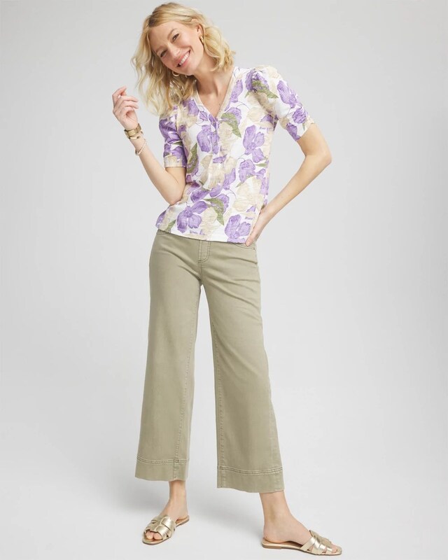 Pull-On Wide-Leg Cropped Jeans - image 2
